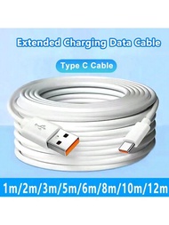 額外長度usb Type C線快速充電線,適用於三星s23 S22 S21 Xiaomi 13 Huawei Redmi Oppo Vivo Oneplus手機充電器usb C線,以及相機、打印機、電源遠距離充電線（不支援數據傳輸）