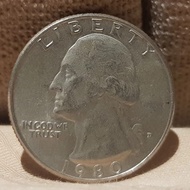 koin logam US Dollar/koin logam quarter dollar 1980/liberty