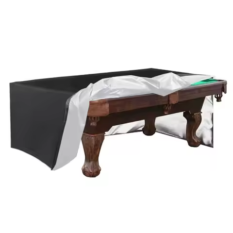 7/8/9 Feet Billiard Table Cover Waterproof Oxford Cloth Pool Table Dust Cover with Drawstring Black 
