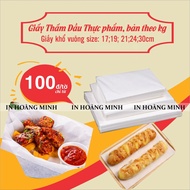 Food oil absorbent paper, square fried foods, sizes 17; 19; 21; 24; 30 by kg,
