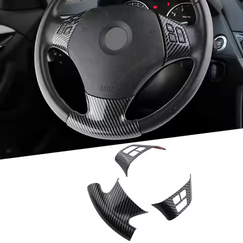 For BMW 1 3 Series E87 E90 E92 E93 2005-2012 Imitation Carbon Fiber Steering Wheel Shiny Cover Decor