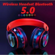 Wireless Headset Bluetooth 5.0 Colorful LED Bass Stereo Wireless Headphones Ove-Ear Headphones