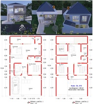 Desain rumah minimalis modern 2 lantai denah 8 x 15 meter 4 kamar