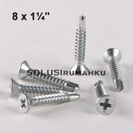 100 PCS FH SCREWS 8X32 mm SDS SELF DRILLING 1-1/4 inch Screw Bolts 3 cm