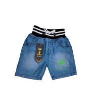 BOYS' RIB PREMIUM BIO WASH BLUE JEANS SHORTS (SOFT JEANS) WHISKER COOL JC COLOUR'S