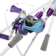 Joran Pancing Set Fishing Rod Carbon Fiber 10LB 2 Sections Casting Rod 1.8M and Baitcasting Reel 17+