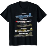 WW2 Warplane B-17 P51 Mustang F4U Corsair P40 Warhawk T-Shirt