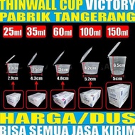 Potongan Thinwall Cup 25Ml 35Ml 60Ml 100Ml 150Ml Per Dus Bulat Cup