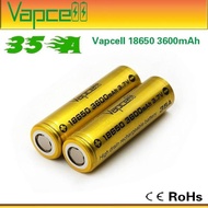 🌪100% Original Vapcell 18650 3600mah 35A High Drain Discharge Rechargeable Battery Bateri Bagi Vape 