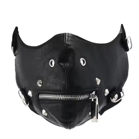 Rivet Spikes Leather Mask Cosplay Mask Motorcycle Biker Half Face Mask Anti Dust Sports Mask Masquer
