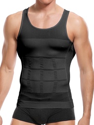 สต๊อกพร้อมส่ง) Mens Weight Loss Shaping Vest Shirt Slim Fit Gym Exercise Abdominal Compression Vest