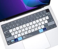 Keyboard Cover with MAC OS Shortcut Hot Keys for Apple MacBook Pro 14 inch A2442 A2779 2021 2023/MacBook Pro 16 inch A2780 A2485 with M1 M2 Pro/Max Chip, 2022 MacBook Air 13.6" A2681 Skin-Blue&amp;White