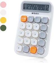 M&G Mechanical Switch Calculator, 12 Digits, Large LCD Display and Big Buttons, Cute White Desktop C