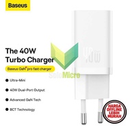 Baseus GAN5 PRO Fast Charger C + C 40W Moon White for Mobile Phones with Advanced GaN Technology and