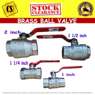 Brass Ball Valve 1/2 inch, 3/4 inch, 1 inch, 1 1/4 inch, 1 1/2 inch, 2 inch  Clearing Stock