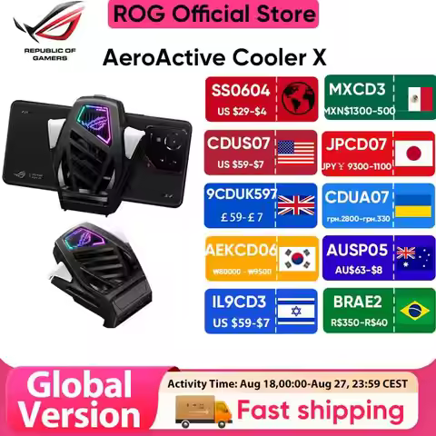 Asus ROG AeroActive Cooler X for ROG Phone 8/8 Pro Funcooler Cooling Fan Holder with Aura lighting R