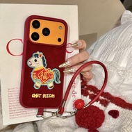 Chinese-style festive embroidered "Fu" character suitable for horses iPhone17Apple16ProMax/15/14Phon
