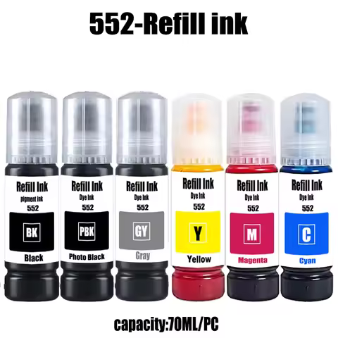 For Epson 552 Refill Ink Kit For Epson EcoTank L8160 L8168 L8180 L8188 ET-8500 ET-8550 EW-M973A3T EW