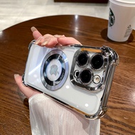 SHUXIE | เคสใสป้องกันกระแทกพร้อมแม่เหล็กสำหรับ iPhone 16 Pro Max 15 Pro 14 Pro 13 12 11