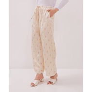 Urban Exchange Pants Shula Beige - Celana Kulot Panjang Prints Satin Cream