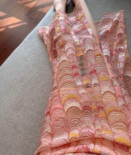 Alisa.Sonya Pink Mermaid Fish scale sequin half length skirt with elegant and golden high waisted sp