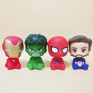 Cute Anime Character Iron Man Spider-Man Captain America Hulk Avengers Figure Children Doll Toy Sitting Posture Q Version Avengers Figure