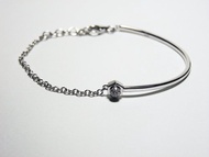 925銀鍍18K白金鑲方晶鋯石手鐲