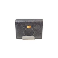 Salvatore Ferragamo folding wallet bi-fold Leather BLK Gancini Embossed 43075294 22D514 NERO Direct 