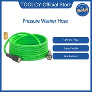 TOOLCY สาย25FT ท่อเครื่องฉีดน้ำแรงดันสูงยืดหยุ่นสูงสายฉีดน้ำแรงดันสูงทน Kink 1/4 In X 3300 PSI พร้อม