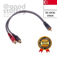 [SG FREE 🚚] 30cm 1pc 2 RCA Male to 1 RCA Female OFC Splitter Cable for Car Audio System