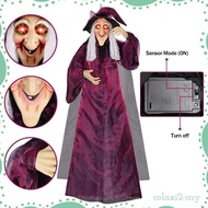 [ColaxiefMY] Halloween Hanging Animated Talking Witch Haunted Prop Height 178cm for Indoors or Cover