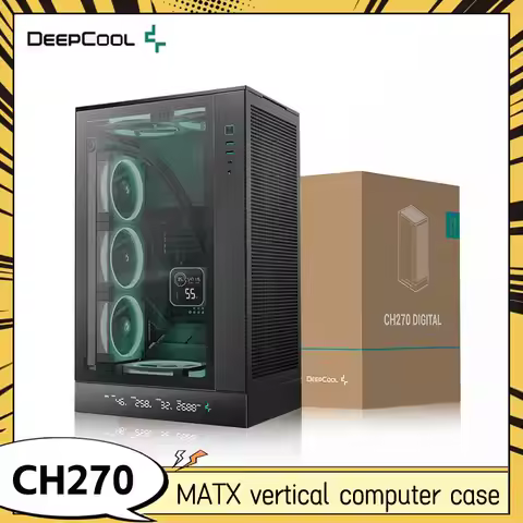DEEPCOOL CH270 Digital Display Chassis Vertical MATX Structure Supports 360 Water Cooling ATX Power 