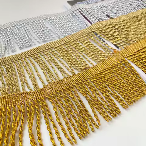 8cm Gold and Silver Tassel Curtains with Long Fringe, Thick Fringe, Twisted Fringe, Rope Fringe, Lac