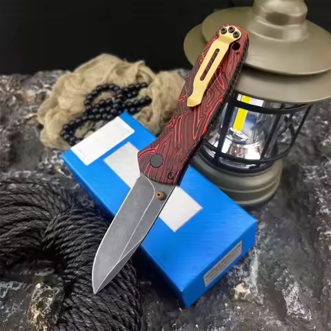 New BM 585BK Knife D2 Steel Blade G10 Handle Outdoor Self-defense Hiking Hunting Pocket Camping EDC 