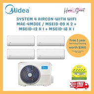 Midea All Easy PRO R32 Inverter System 4 Aircon With WIFI - MAE-4M30E / MSEID-09 X 2 + MSEID-12 X 1 