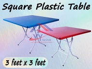 Square Plastic Table/Foldable Plastic Table 3x3/Dining Table/Square Foldable Plastic Table/Meja Lipat Plastik Segi Empat/Meja Plastik/Meja Pasar Malam/Outdoor Indoor
