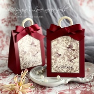 100 pcs/Wedding Candy Bag Gift Bag with Ribbon Wooden Ring/French Mori Green Champagne Burgundy Wedd