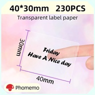 Phomemo Clear Transparent Self-Adhesive Labels Paper for Phomemo M110 200 220 Label Printer Thermal 