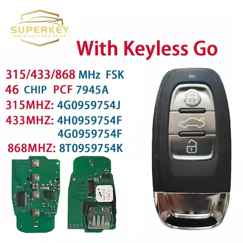SUPERKEY Keyless Smart Key 4G0959754J 8T0959754K For Audi 2010 2011 2012 2013 2014 2017 2018A4 A5 A6