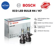Bosch Eco H4 / H7 LED Headlamp Bulb Cool White (2pcs) 12V 24W H4 / H7 Bulb Lampu Mentol Depan Putih 
