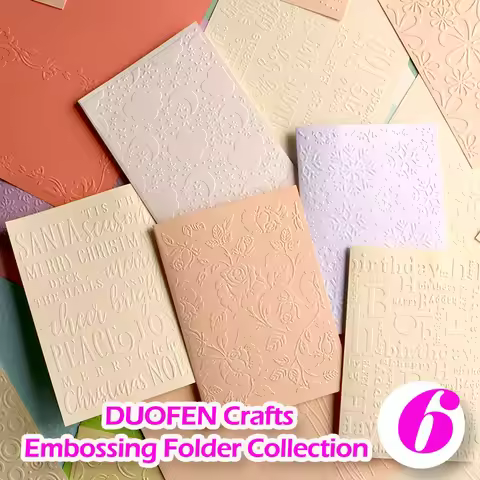 DUOFEN Crafts plastic embossing folder collection 6 paper embossing tool flower mold Christmas Birth