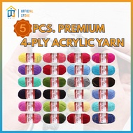 Wintop Premium 5pcs. 50g 4-Ply Acrylic Yarn – Soft & Versatile for Hand Knitting and Crochet Yarn