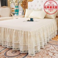 韓版公主風蕾絲花邊床裙單件床罩床單席夢思床墊保護套三件套家用