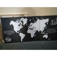 world map black and white frame canvas