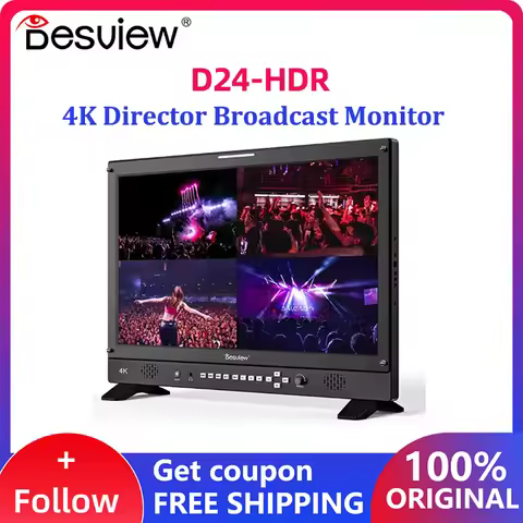 Desview D24-HDR 4K Multi-Camera Monitor Screen SDI HDMI Input Output with TPU Corner Protector Case 