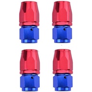 4PCs 6AN AN6-6AN REDBLUE STRAIGHT SWIVEL FUEL OIL HOSE END FITTINGS