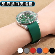 สายนาฬิกายางสำหรับผู้ชาย Rolex Green Water Ghost Omega Seiko Longines Concas สายรัดข้อมือซิลิโคนปากโค้ง