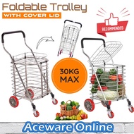 504 Shopping Cart Trolley with Lid Foldable Folding Grocery Cart Market Trolley Pasar Troli