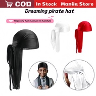 Pirate Hat Silky Durag For Men Women Headwrap Durags Headscarf Soft Cap Hair Accessories Hiphop