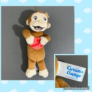Curious George Plush Keychain Mascot Holding a Vibrant Red Heart from Japan Surplus